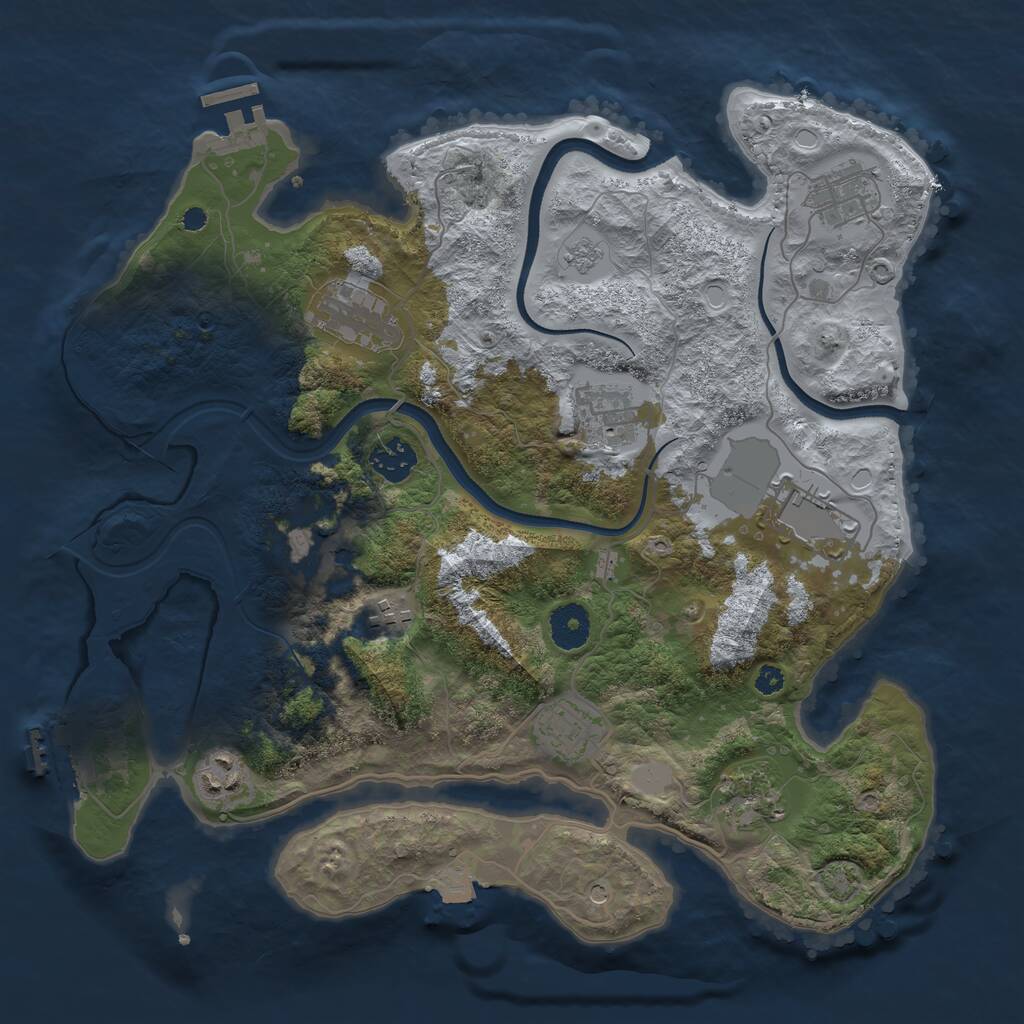 Rust Map: Procedural Map, Size: 3550, Seed: 131289, 16 Monuments