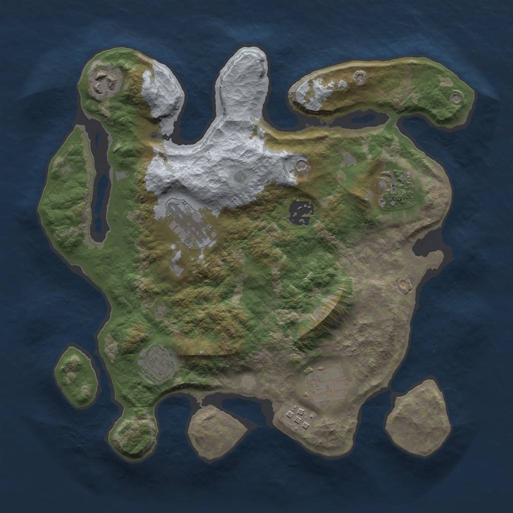 Rust Map: Barren, Size: 3000, Seed: 123456789, 10 Monuments