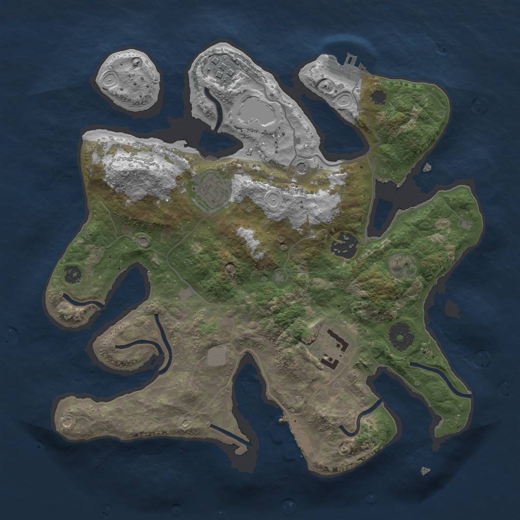Rust Map: Procedural Map, Size: 3000, Seed: 2431527, 12 Monuments