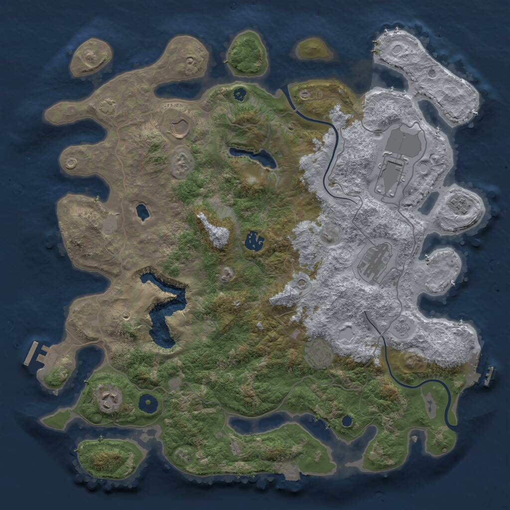 Rust Map: Procedural Map, Size: 4000, Seed: 284251, 13 Monuments