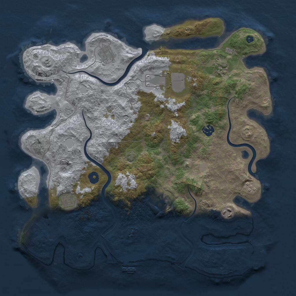Rust Map: Procedural Map, Size: 3950, Seed: 1262174981, 14 Monuments