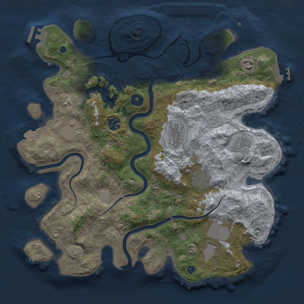 Rust Map: Procedural Map, Size: 3700, Seed: 425803411, 14 Monuments