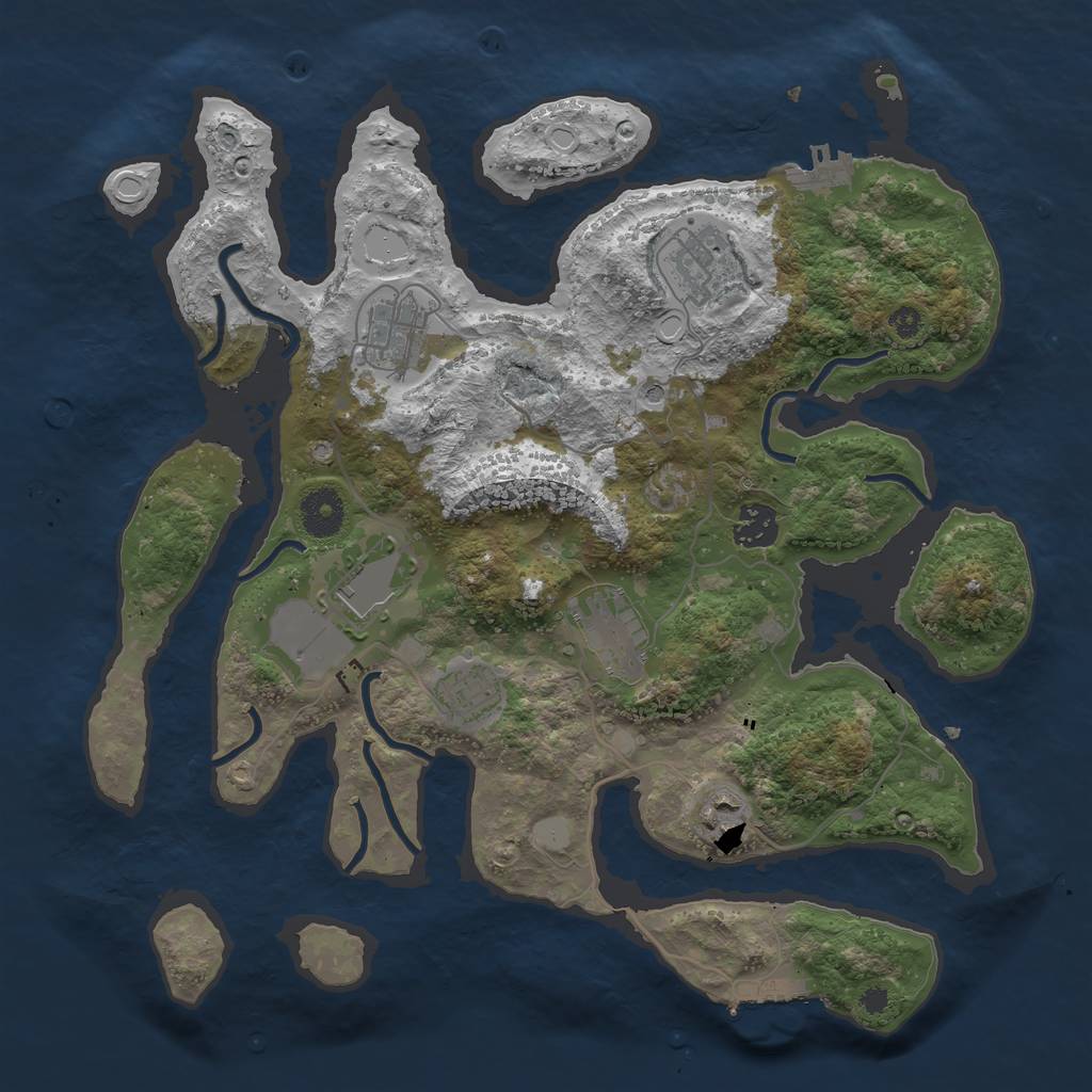 Rust Map: Procedural Map, Size: 3550, Seed: 477610, 15 Monuments