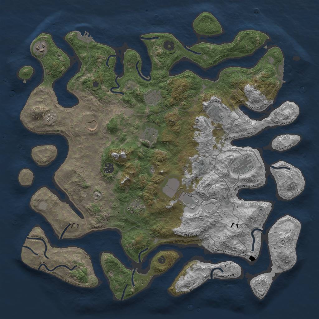 Rust Map: Procedural Map, Size: 4500, Seed: 707660613, 18 Monuments