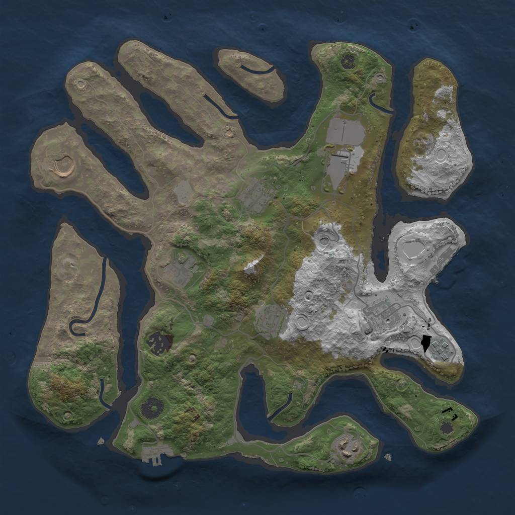 Rust Map: Procedural Map, Size: 3550, Seed: 607569, 17 Monuments