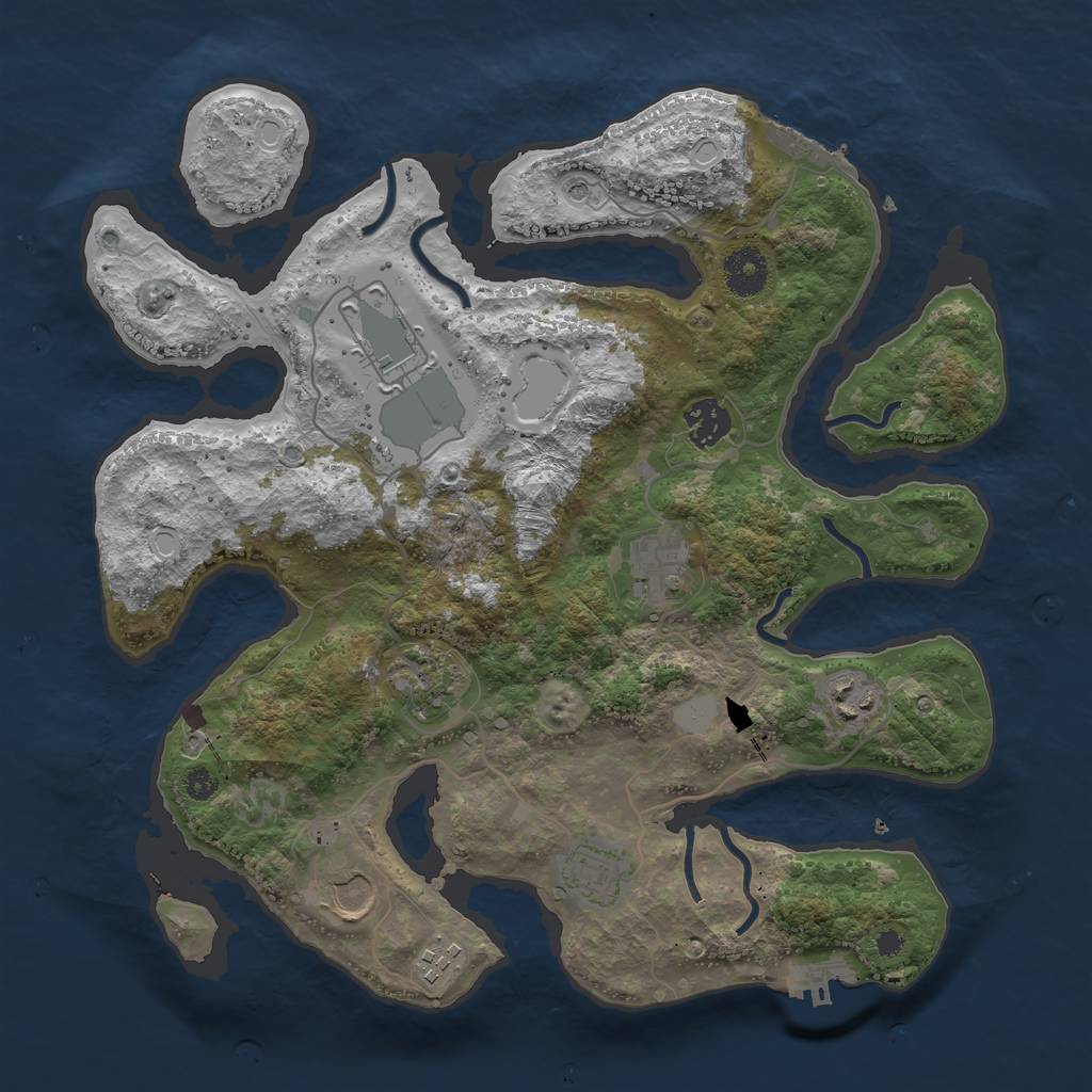 Rust Map: Procedural Map, Size: 3500, Seed: 56165, 16 Monuments
