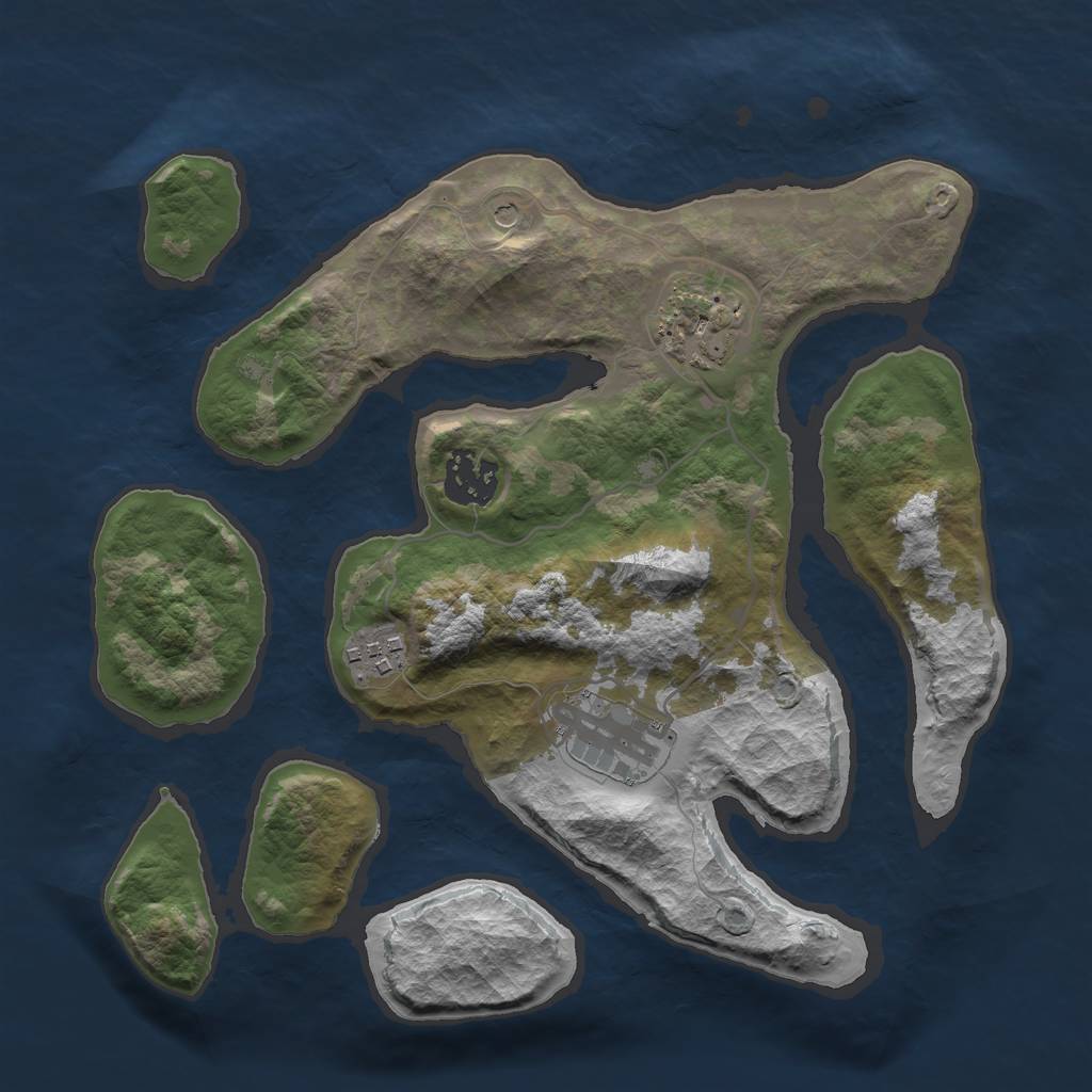 Rust Map: Barren, Size: 2900, Seed: 767198737, 7 Monuments