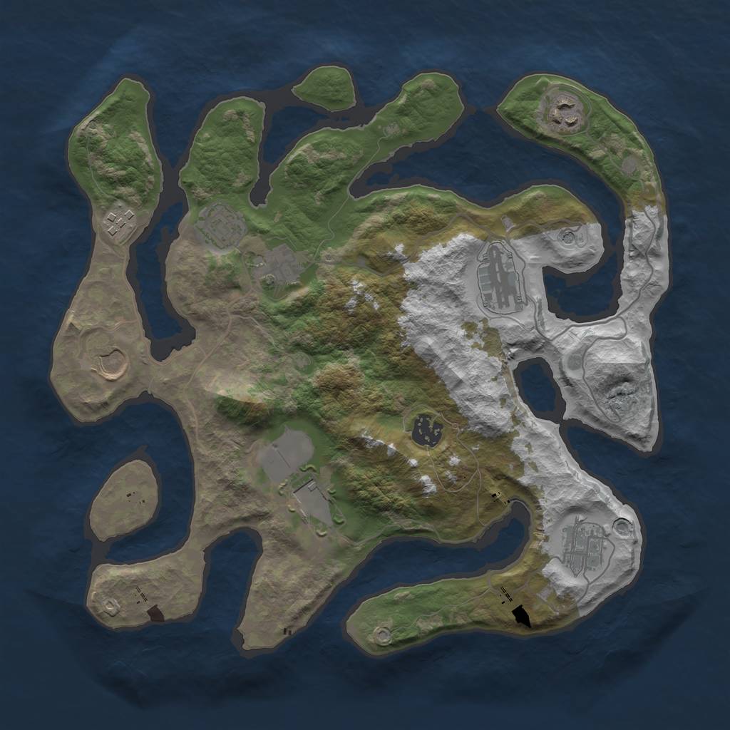 Rust Map: Barren, Size: 3500, Seed: 1715260838, 12 Monuments