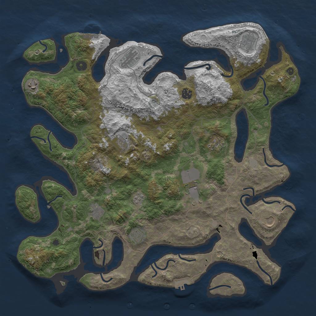 Rust Map: Procedural Map, Size: 4500, Seed: 1165252340, 19 Monuments