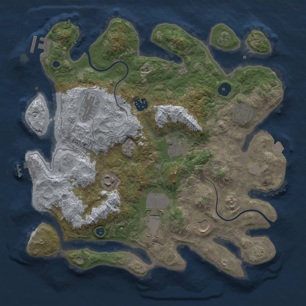 Rust Map: Procedural Map, Size: 3550, Seed: 801322, 14 Monuments