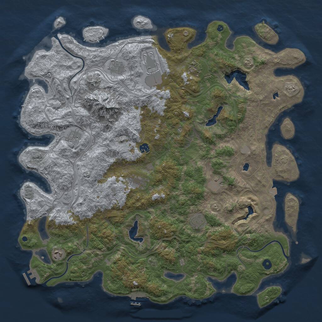Rust Map: Procedural Map, Size: 5000, Seed: 226565, 16 Monuments