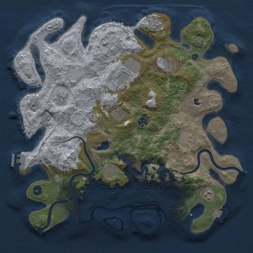 Rust Map: Procedural Map, Size: 4000, Seed: 901318, 14 Monuments