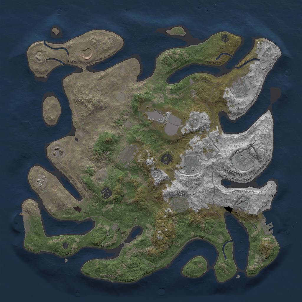 Rust Map: Procedural Map, Size: 4000, Seed: 825568, 18 Monuments