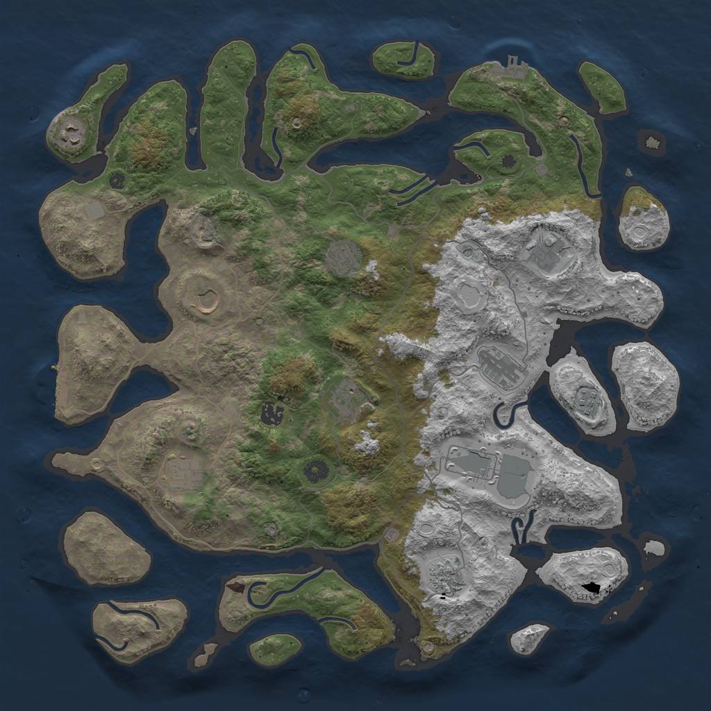 Rust Map: Procedural Map, Size: 4500, Seed: 4225354, 19 Monuments