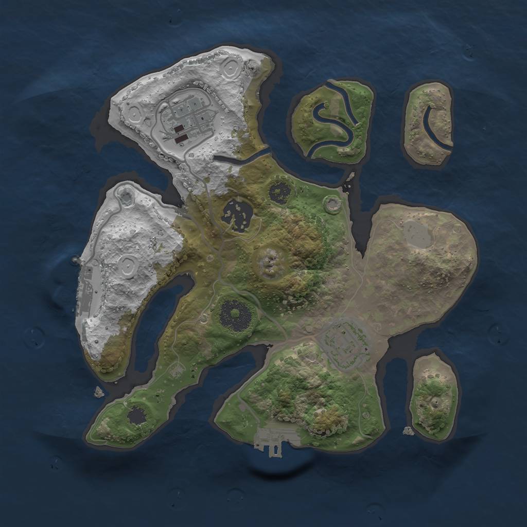 Rust Map: Procedural Map, Size: 2500, Seed: 555027744, 10 Monuments