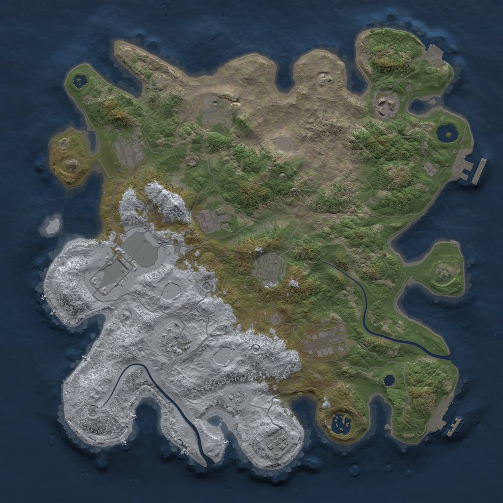 Rust Map: Procedural Map, Size: 3700, Seed: 978695049, 16 Monuments