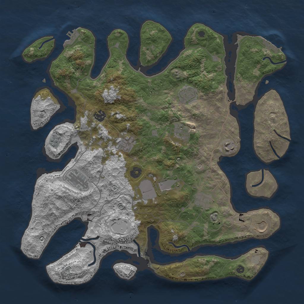 Rust Map: Procedural Map, Size: 4000, Seed: 836095, 18 Monuments