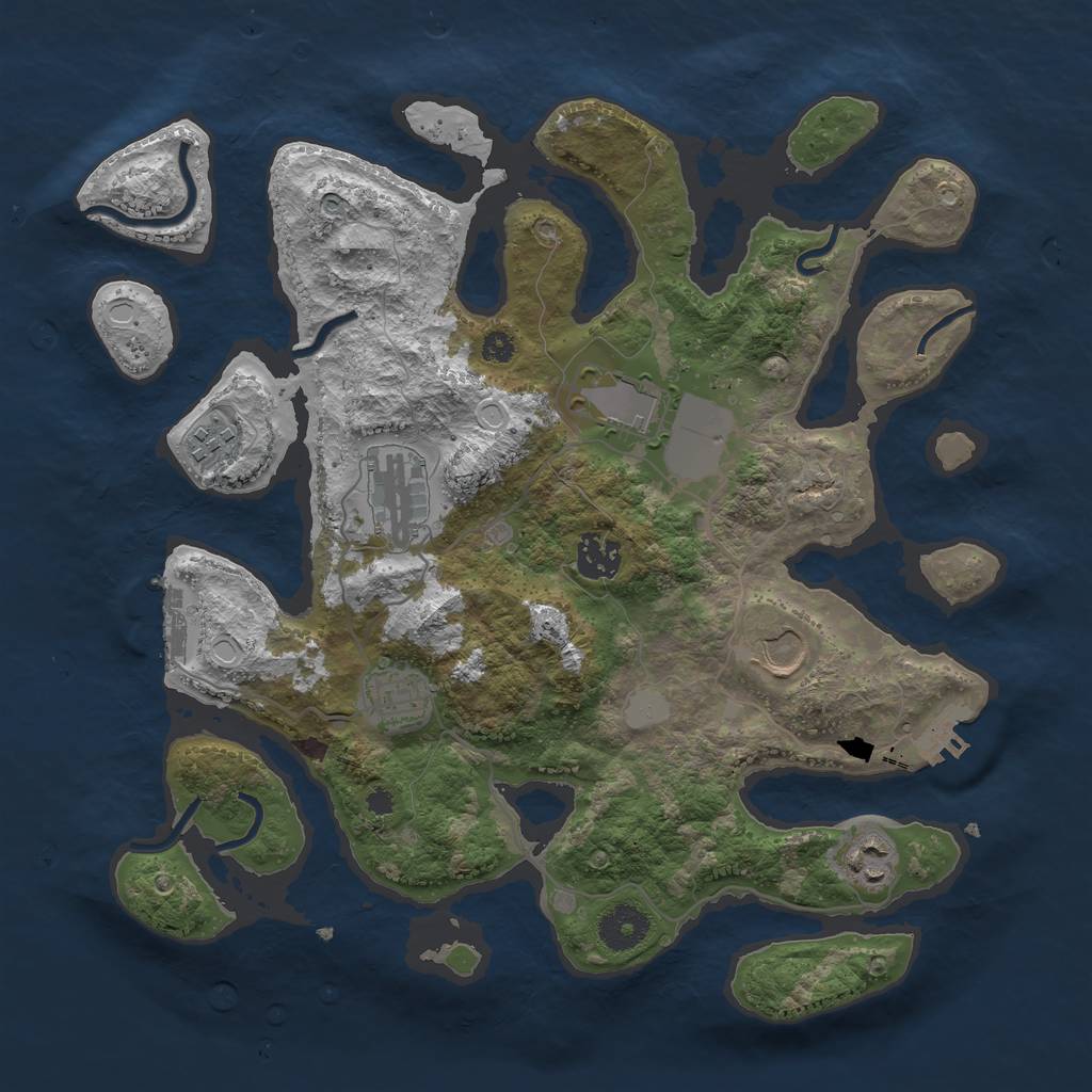 Rust Map: Procedural Map, Size: 3500, Seed: 3056045, 14 Monuments