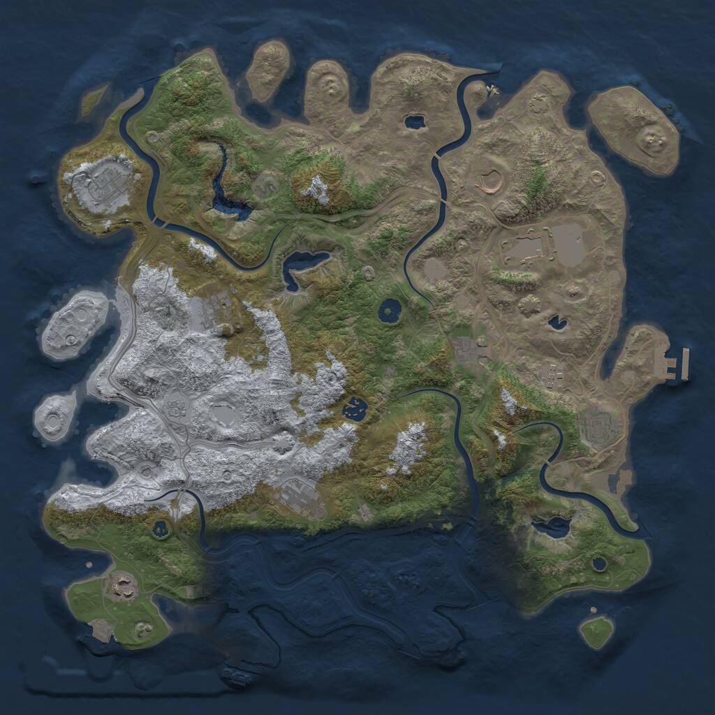Rust Map: Procedural Map, Size: 4500, Seed: 2845724, 16 Monuments