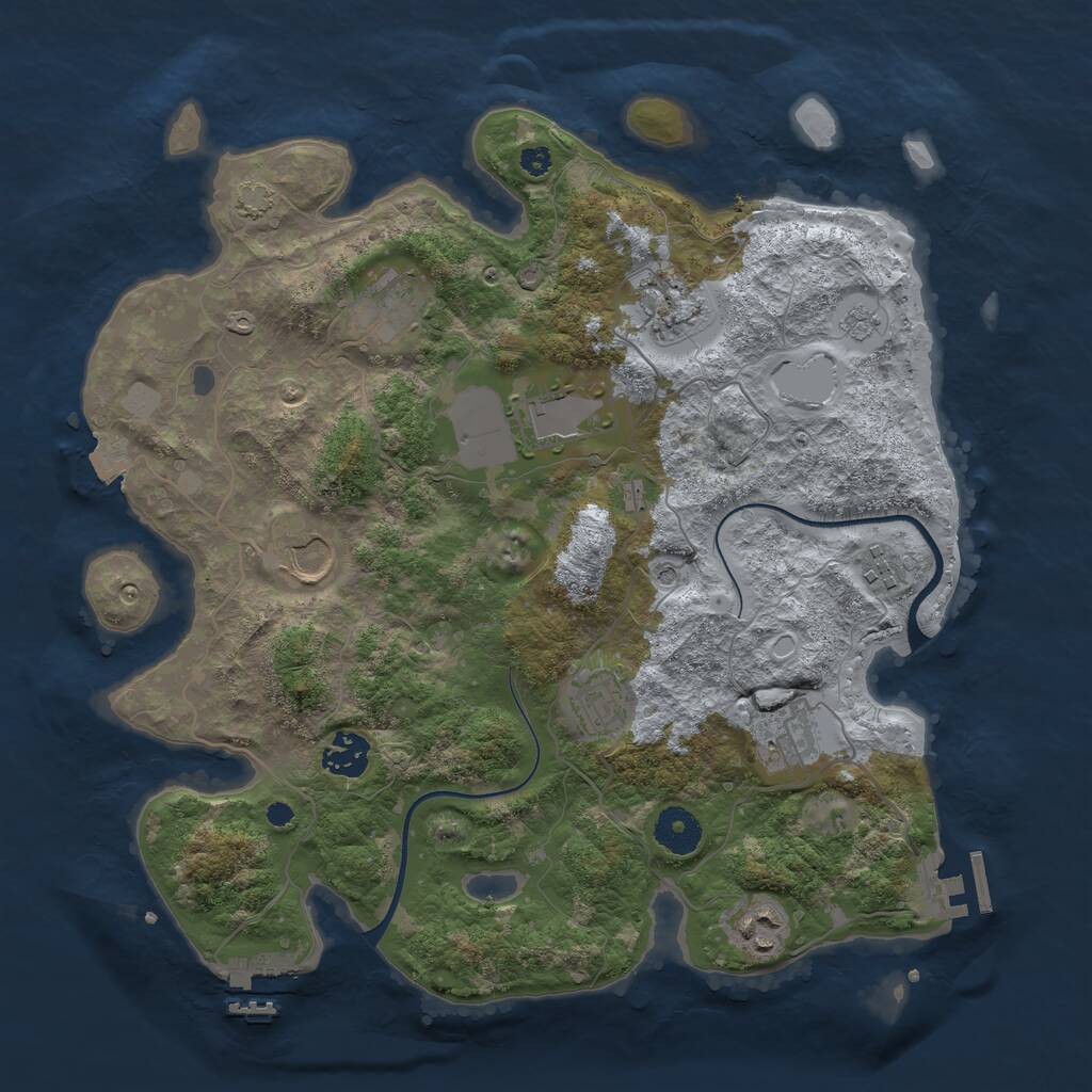 Rust Map: Procedural Map, Size: 3550, Seed: 725562, 15 Monuments