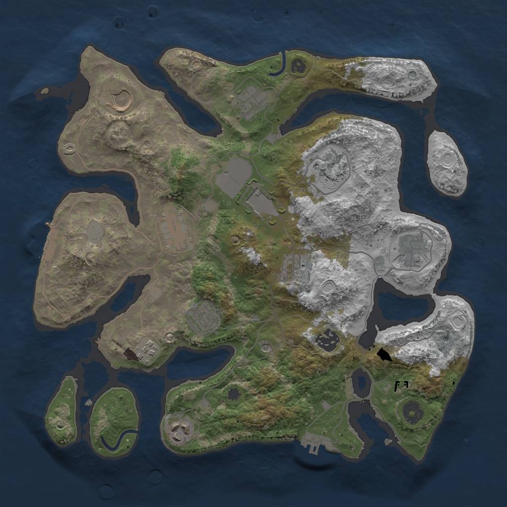 Rust Map: Procedural Map, Size: 3500, Seed: 304882911, 19 Monuments