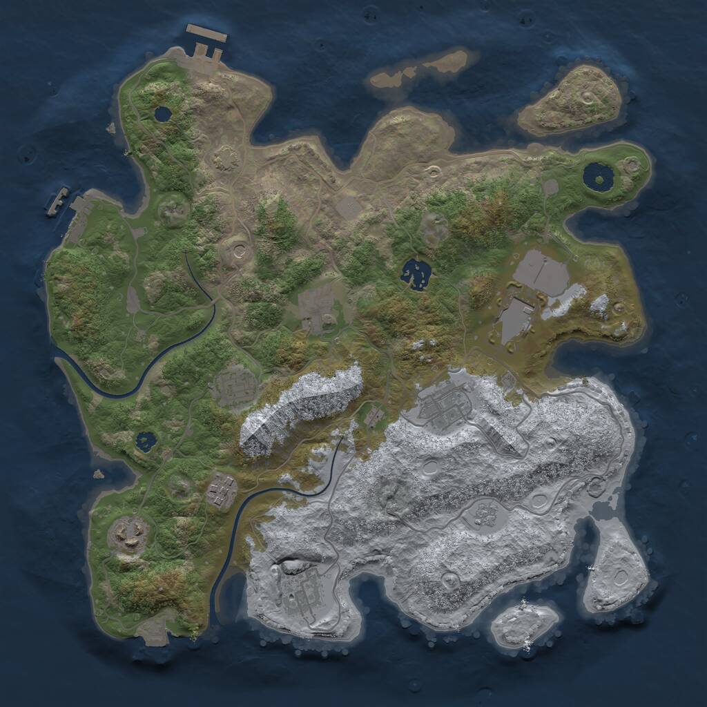 Rust Map: Procedural Map, Size: 3500, Seed: 1905041483, 14 Monuments
