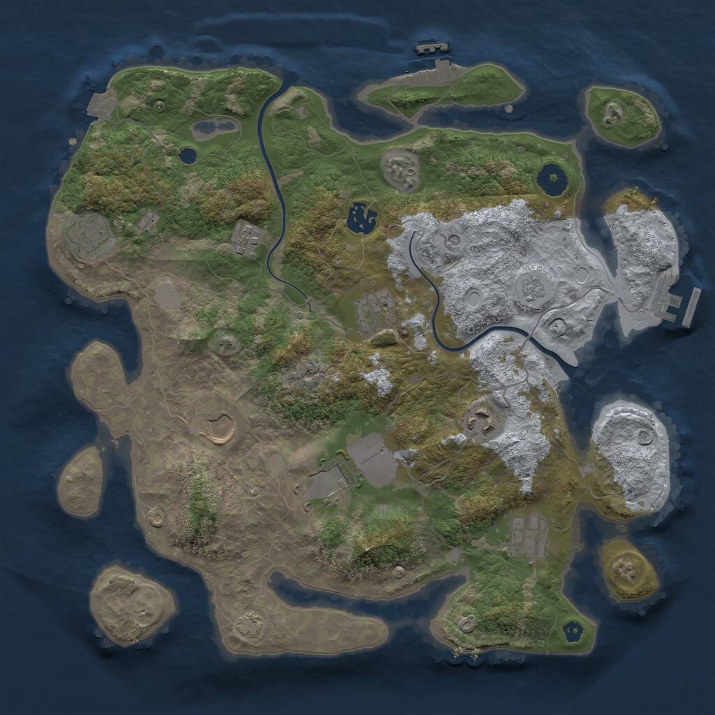 Rust Map: Procedural Map, Size: 3550, Seed: 551012, 14 Monuments