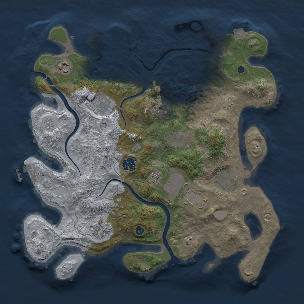 Rust Map: Procedural Map, Size: 3500, Seed: 23968, 14 Monuments