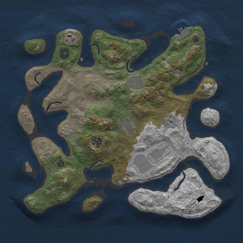 Rust Map: Procedural Map, Size: 3500, Seed: 1427615523, 13 Monuments