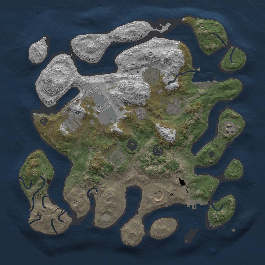Rust Map: Procedural Map, Size: 3700, Seed: 1323090381, 17 Monuments