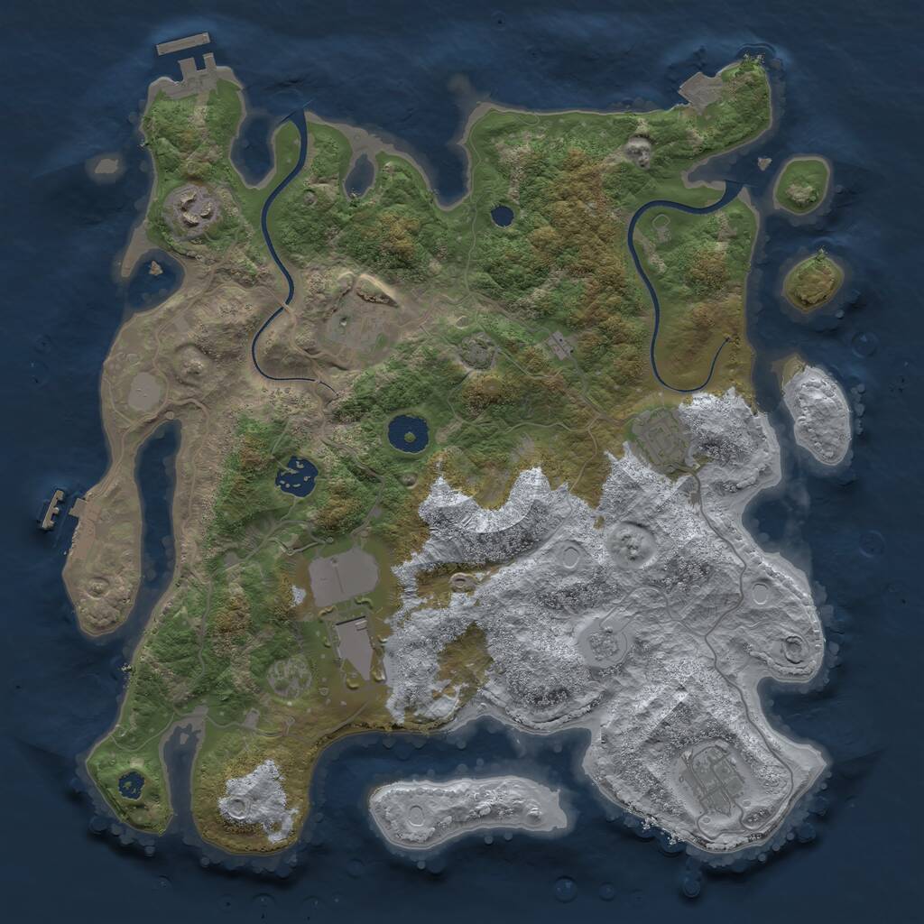 Rust Map: Procedural Map, Size: 3500, Seed: 1250508576, 11 Monuments