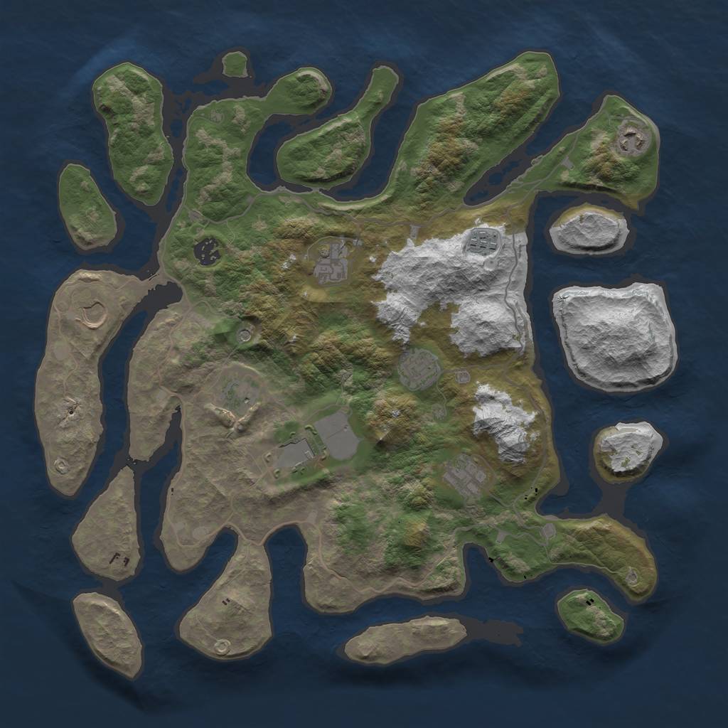 Rust Map: Barren, Size: 4100, Seed: 7447, 12 Monuments