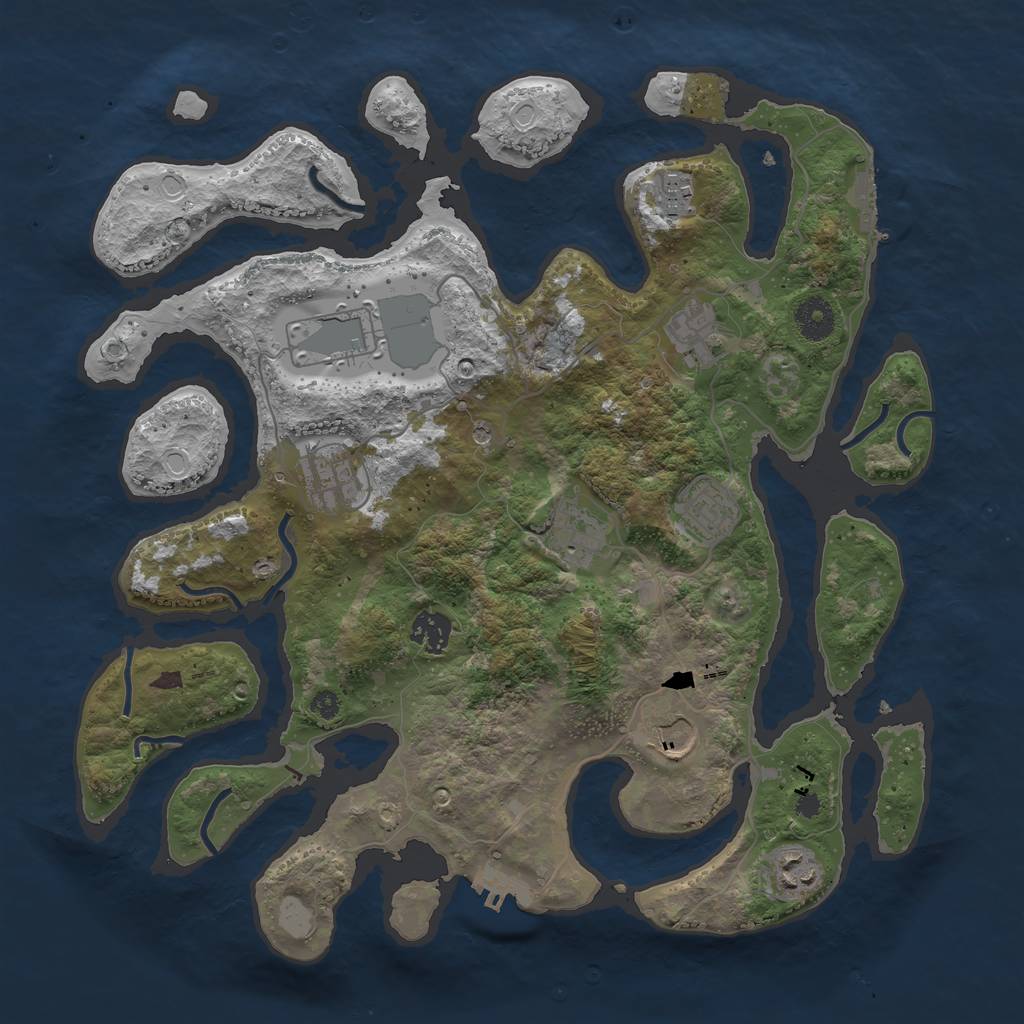 Rust Map: Procedural Map, Size: 3700, Seed: 72364822, 17 Monuments