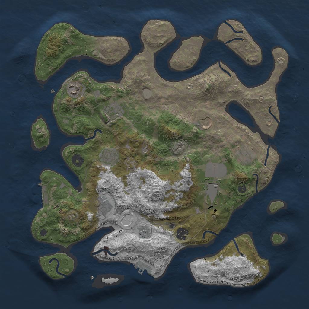 Rust Map: Procedural Map, Size: 3800, Seed: 694203006, 17 Monuments
