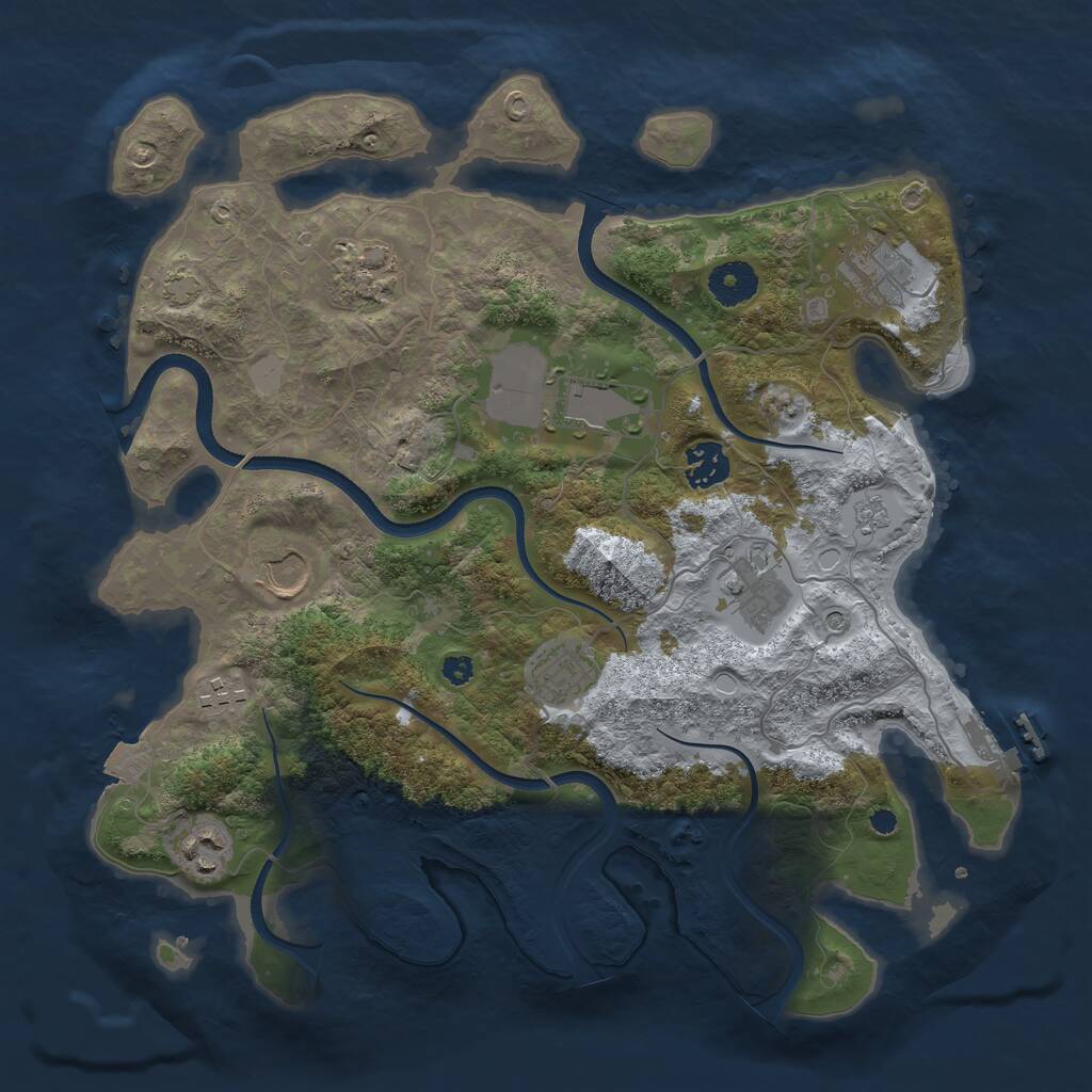 Rust Map: Procedural Map, Size: 3550, Seed: 335908, 14 Monuments