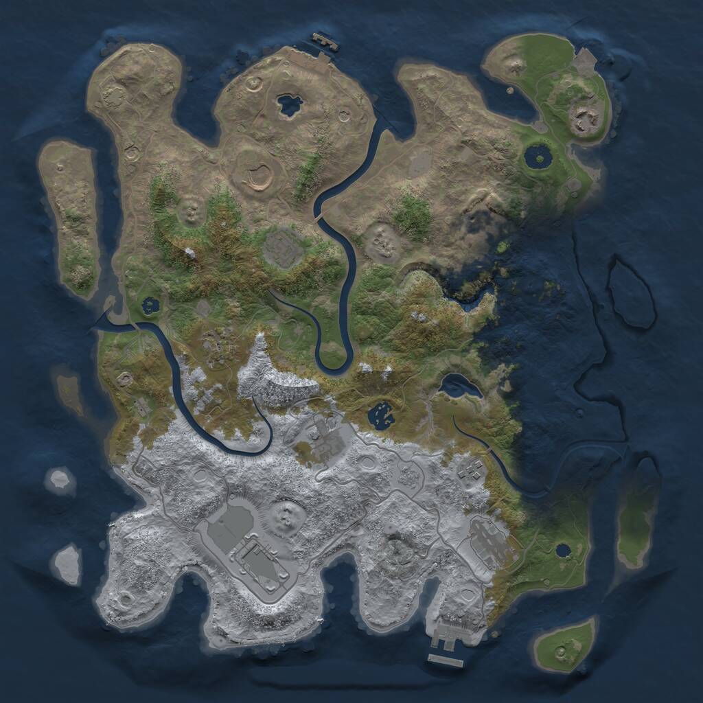 Rust Map: Procedural Map, Size: 4000, Seed: 58070, 16 Monuments