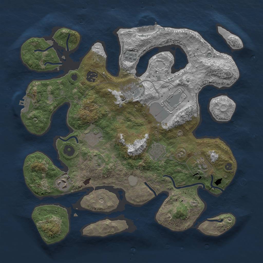Rust Map: Procedural Map, Size: 3550, Seed: 930229, 16 Monuments