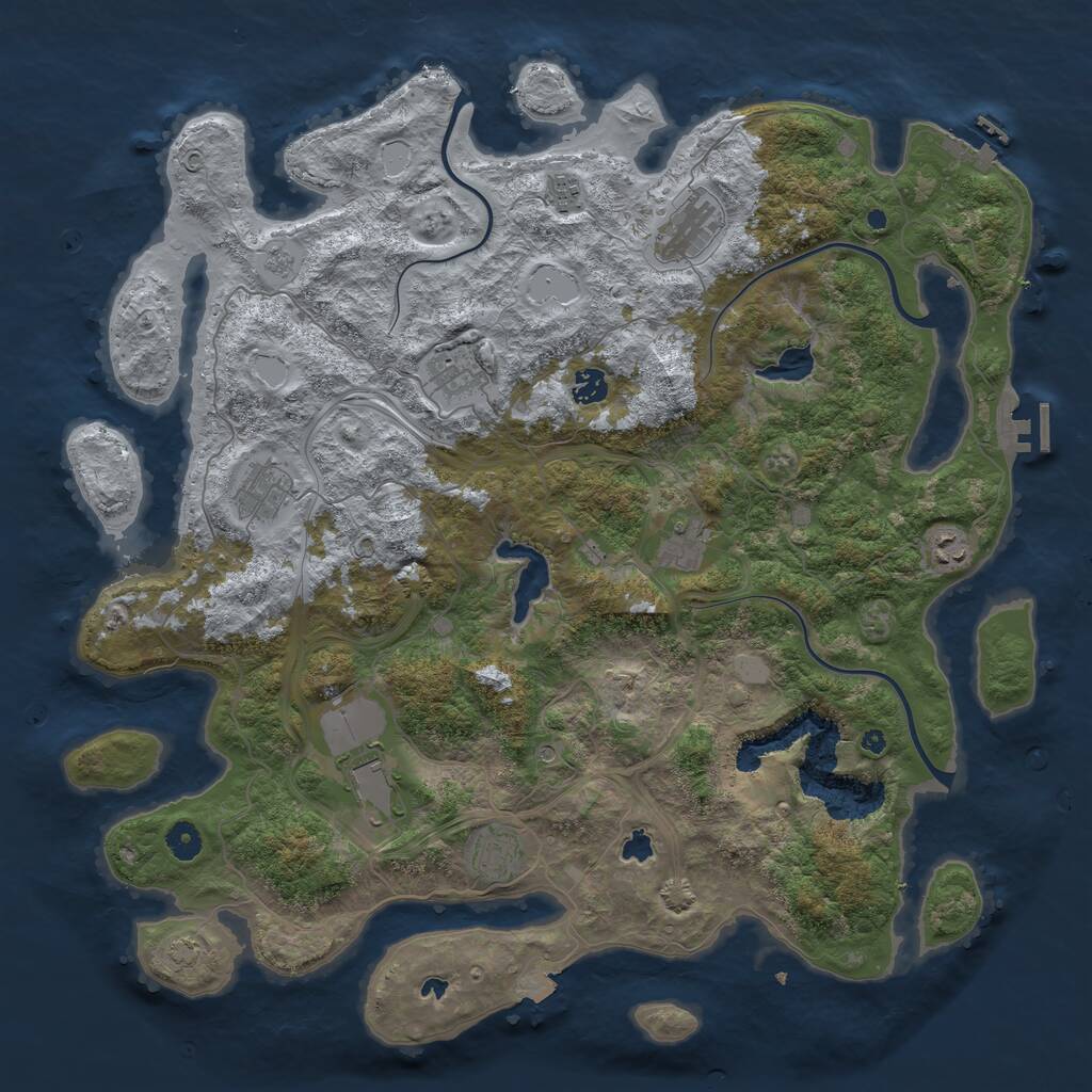 Rust Map: Procedural Map, Size: 4500, Seed: 1370358493, 15 Monuments
