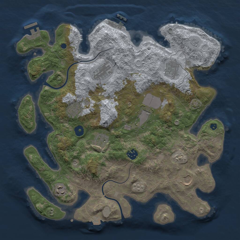 Rust Map: Procedural Map, Size: 3550, Seed: 732727, 15 Monuments