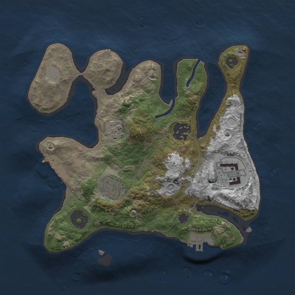 Rust Map: Procedural Map, Size: 2500, Seed: 662791214, 12 Monuments