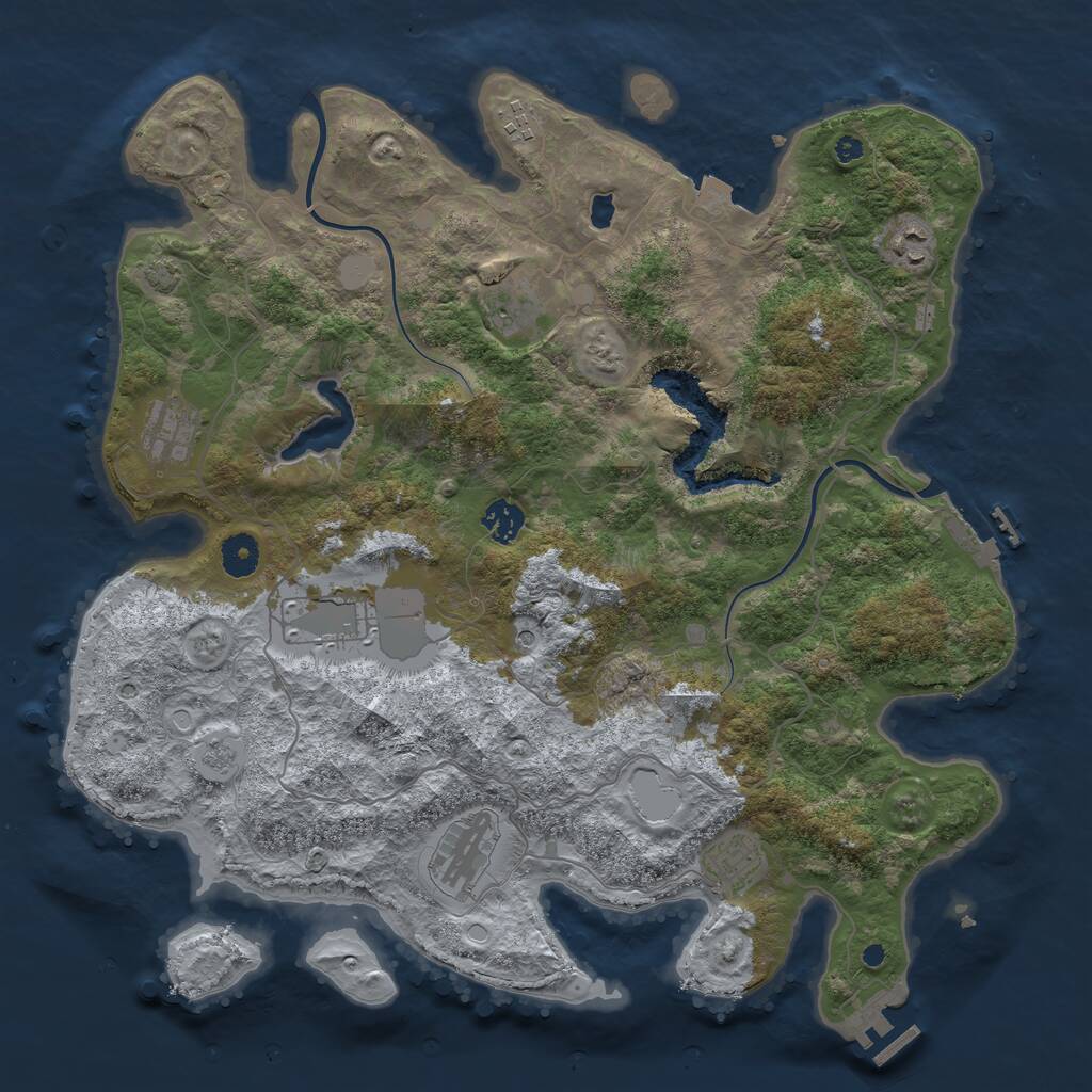 Rust Map: Procedural Map, Size: 4000, Seed: 83486, 14 Monuments