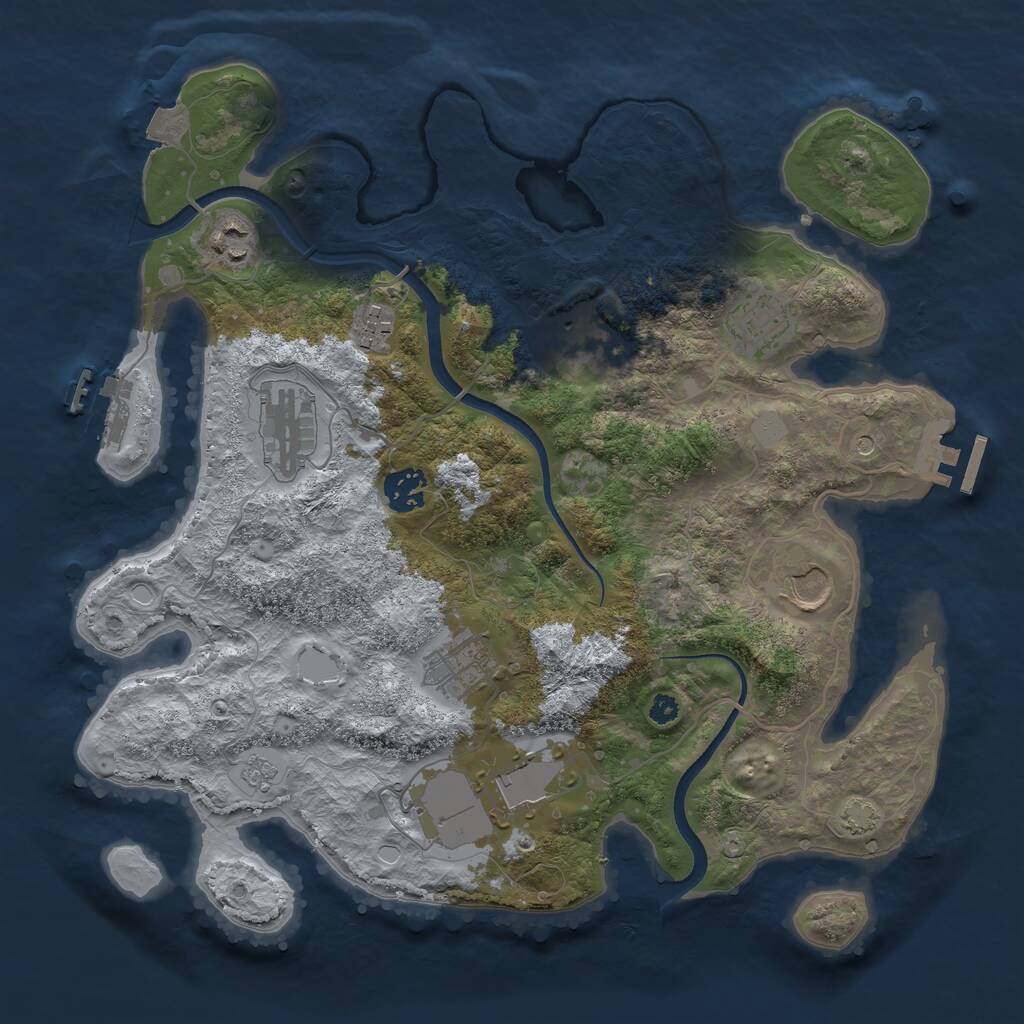 Rust Map: Procedural Map, Size: 3500, Seed: 36785, 15 Monuments