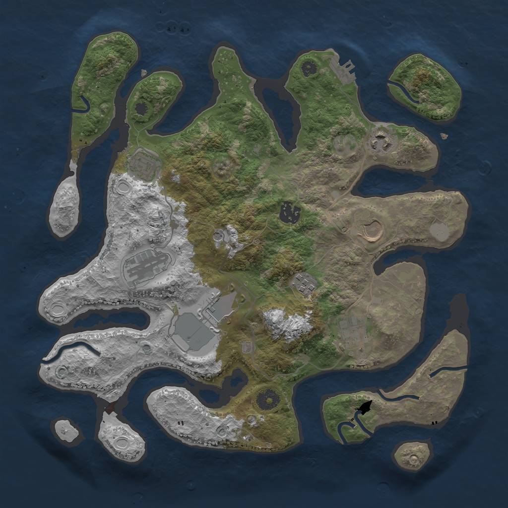 Rust Map: Procedural Map, Size: 3500, Seed: 36785, 15 Monuments