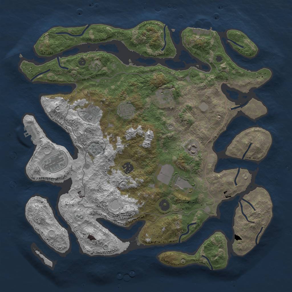 Rust Map: Procedural Map, Size: 4000, Seed: 901230, 16 Monuments