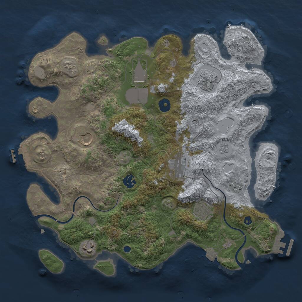 Rust Map: Procedural Map, Size: 3550, Seed: 155209, 14 Monuments