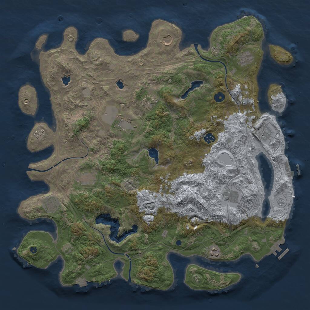 Rust Map: Procedural Map, Size: 4500, Seed: 1232122082, 17 Monuments