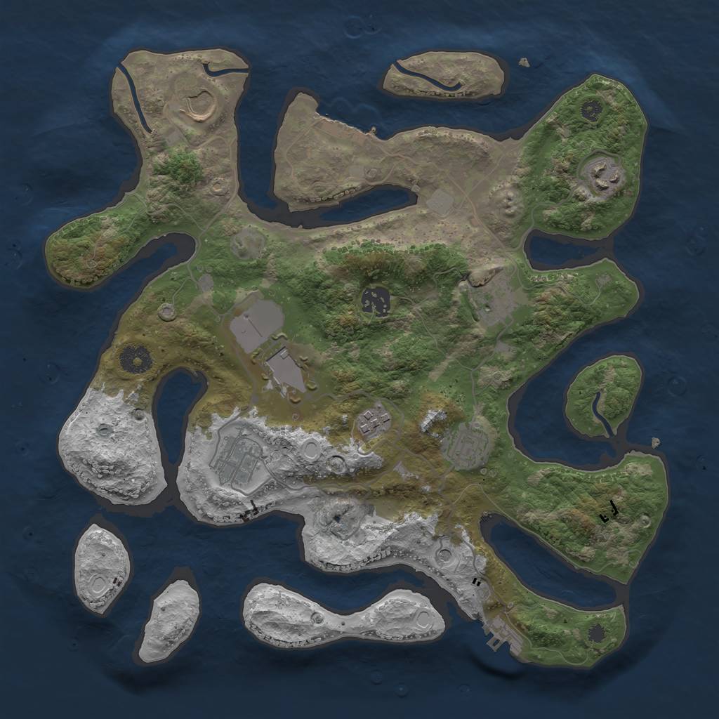 Rust Map: Procedural Map, Size: 3500, Seed: 1813246892, 16 Monuments