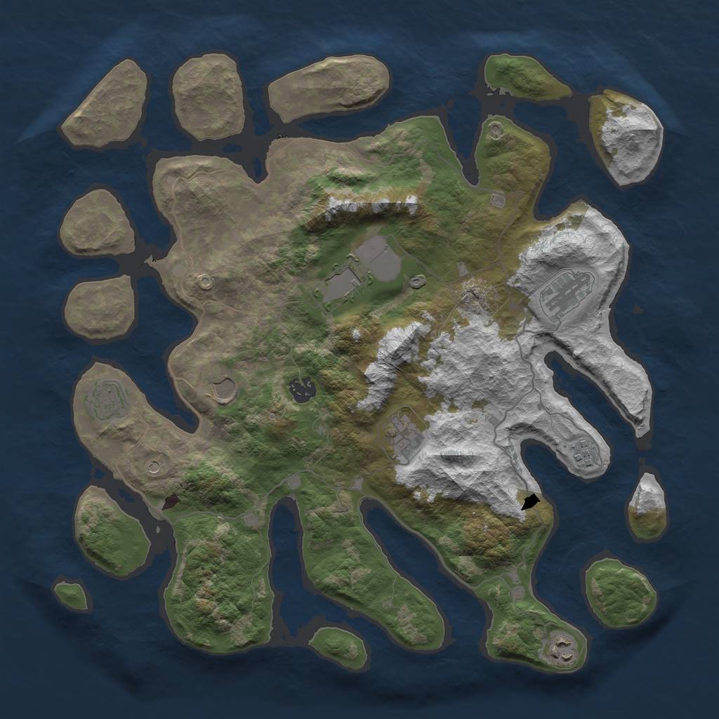 Rust Map: Barren, Size: 4100, Seed: 74854, 11 Monuments