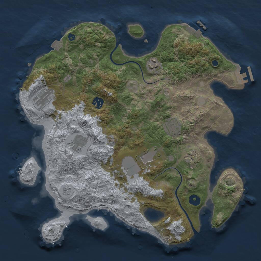 Rust Map: Procedural Map, Size: 3500, Seed: 608664784, 13 Monuments