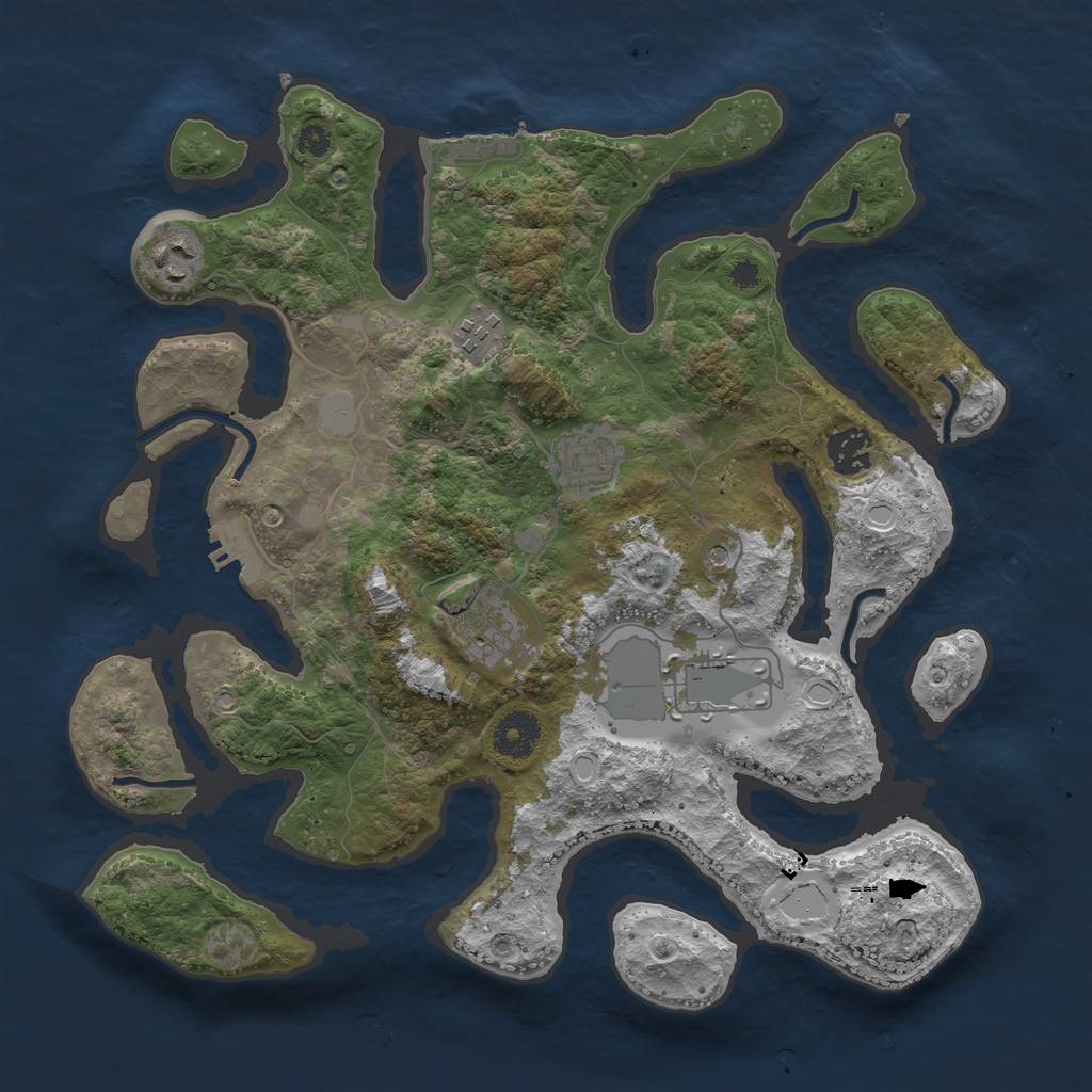 Rust Map: Procedural Map, Size: 3500, Seed: 1846284, 14 Monuments